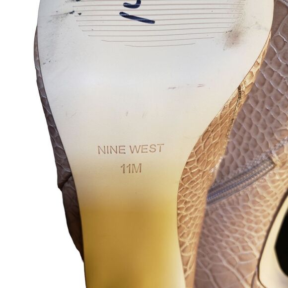 Nine West Nude‎ Embossed Faux Snake Heeled Booties Size 11 - Picture 3 of 11